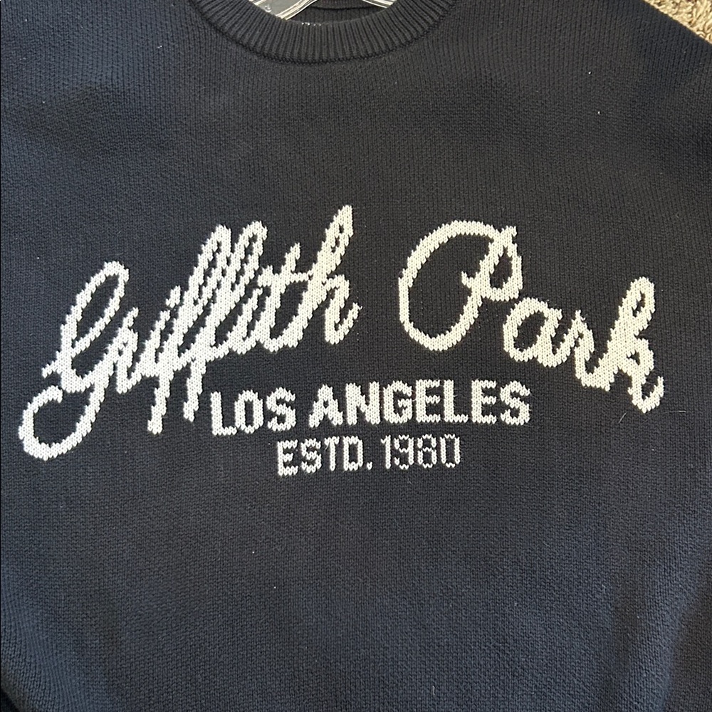 PacSun Men’s Black and White Crewneck Sweater Griffith Park in Size Large - Picture 3 of 5
